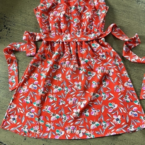 Gap Floral Print Cinch Waist Dress - Blaze - Picture 14 of 15